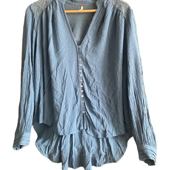Free People Canyon Rose Button Down Embroidered Tunic. Size Small. - Picture 3 of 9
